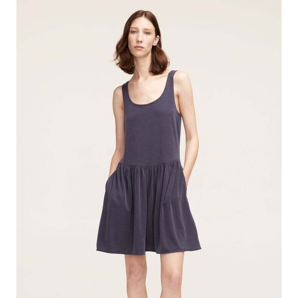 New Rebecca Taylor Ruched Skirt Tank Dress Navy Blue Size XS